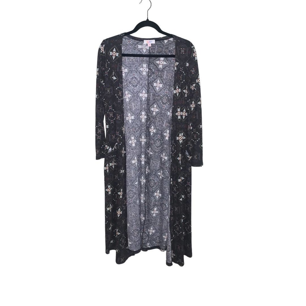 LuLaRoe, Women’s Duster Cardigan, Gray ,Graphic Tribalish Print,